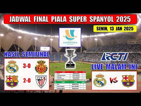 Jadwal Final Piala Super Spanyol 2025 Malam Ini Live RCTI ~ REAL MADRID vs BARCELONA ~ EL CLASICO