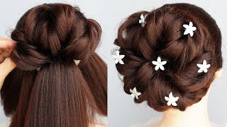 Latest Messy Bun Hairstyle For Long Hair For Wedding | Beautiful And Easy Hairstyle For Ladies
