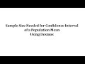 Sample Size and Confidence Intervals