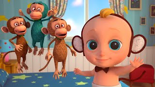 Five Little Monkeys on the Bed 🐒🛏 | पांच छोटे बंदर | Hindi Rhymes for Kids | LooLoo Kids Hindi