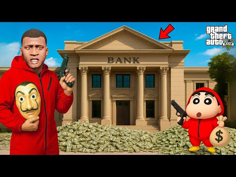 Shinchan & Franklin Robbery in Squid Game Bank | Money Heist GTA 5 Telugu
