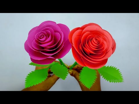 How to Make Paper Flower Rose | Paper Roses Making Video | Home Decor Rose