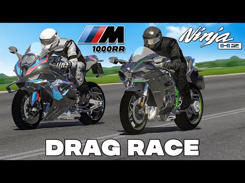 Kawasaki Ninja H2 v BMW M 1000 RR: DRAG RACE | Assetto Corsa