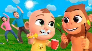 Morning Routine Song | Baby Camping Experience | Lalafun Nursery Rhymes & Original Kids Songs