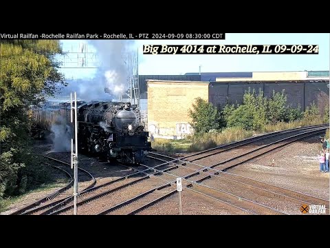 UP4014 Big Boy Arriving and Departing Rochelle, Il