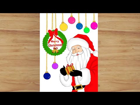 Christmas drawing | santa Claus drawing | How to draw santa Claus | Christmas scenery drawing