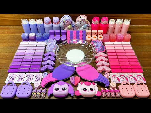 Mixing Glossy Slime with Purple vs Pink Pony Items! #55