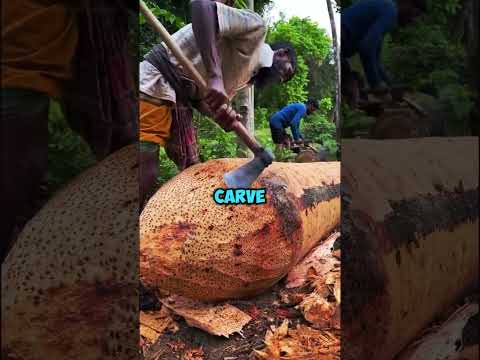 The Amazing Handcrafted Transformation ๐ถ The Traditional Craft of Dugout Canoe Making ๐ด #shorts