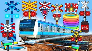 【電車】 踏切の水遊び Railroad Crossing's Water Play !
