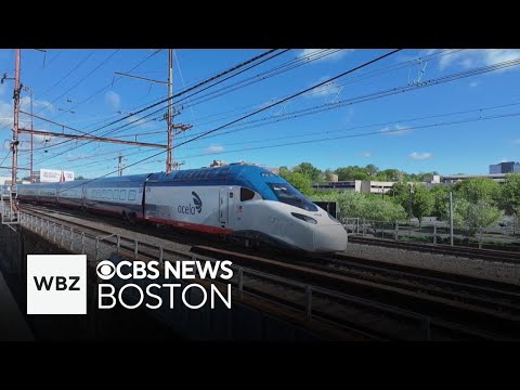 YouTube video thumbnail: New Faster Amtrak Acela Train Departs Boston for New York