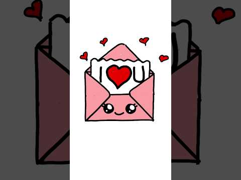 How to draw I Love You ❤️ card - Cute envelope