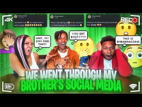 I WENT THROUGH MY BROTHER’S SOCIAL MEDIA WITH MOM😲📲HE EATS BOOTY!!😱😂**SUPER FUNNY**