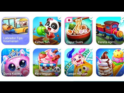 TAMAN BERMAIN PANDA,DAPUR MAKANAN JEPANG,PANDA MIUMIU JUALAN ES KRIM,PERJALANAN KERETA API | BABYBUS