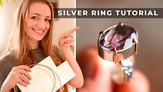 How to Make a Ring With Brilliant Cut Gemstone and Gold Filled Prongs! Silversmithing Tutorial