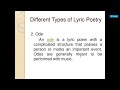 Lyric Poetry and Sonnets