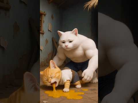 poor kitten father cat loves his child accept prison #poorcutekitten
