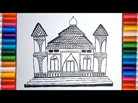 Menggambar Masjid dengan Mudah untuk Anak TK, Paud dan SD