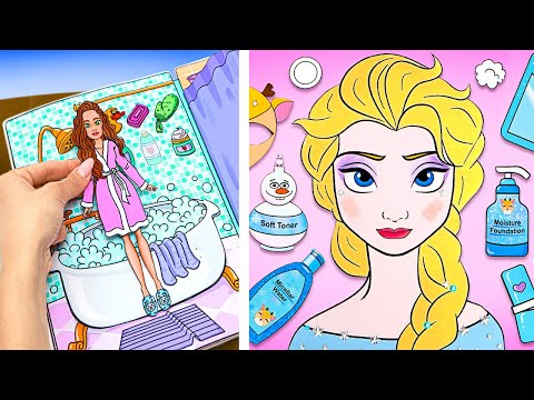 DIY Paper Doll Spa Days With Friends || Paper Beauty Box For Elsa || Fun Makeover💄