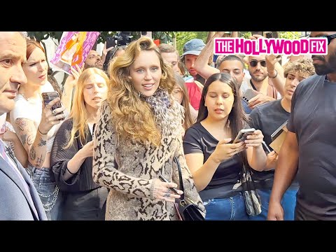 Miley Cyrus Makes Time For Fans While Rocking An Animal Print Dress & Bleached Eyebrows In Paris, FR