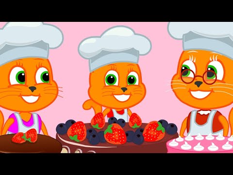 Família de Gatos - BATALHA DAS TORTAS DOCES! 🥧⚔️🍓🍰 Desenho Animado em Português Brasil 4K
