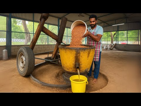 Epic Mechanism | Peanut Oil Extraction with Single Tire Stone Grinder ⚙️🥜