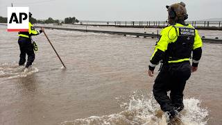 YouTube video thumbnail: Flooded Leona River Cuts the Town in Two in Uvalde, Texas