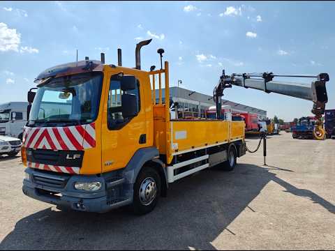 DAF FA LF55.220 4x2 DagCabine Euro5 15T - OpenLaadBak met Borden 4,76m + Hiab 088 E-2 Remote Control - Full Steel - HandGeschakeld | Vrachtwagens | Open laadbak
