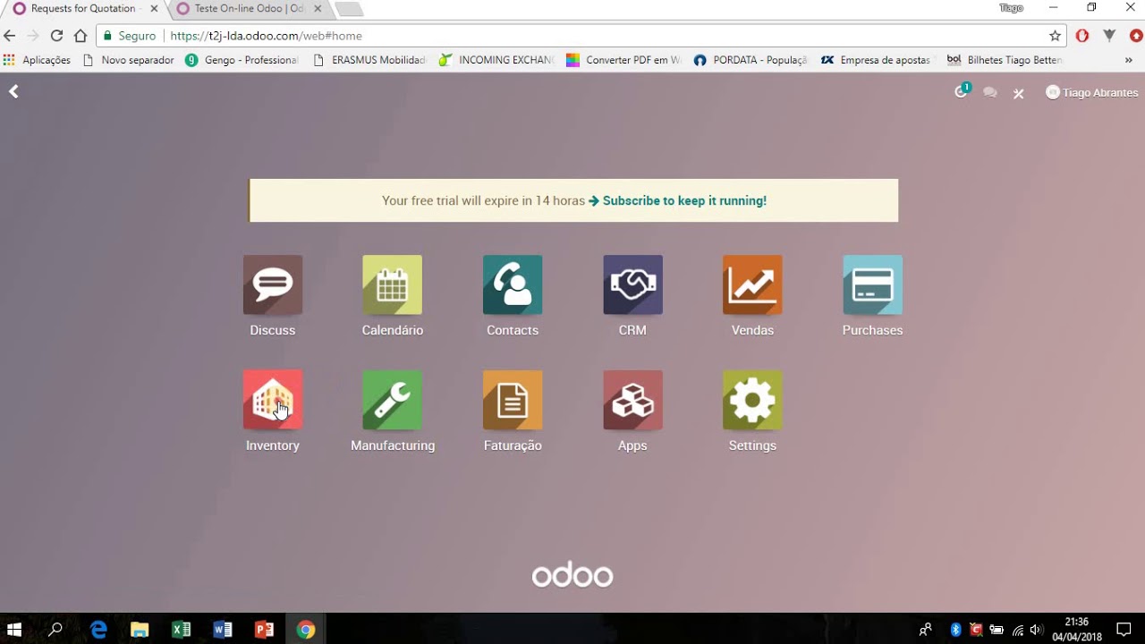 Odoo Tutorial (ERP System) - Know the Basics | 4/5/2018

Video recorded wihin the scope of SII - course taught by Professor Aneesh Zutshi (DEMI, FCT-UNL). Work Group: José Velhinho ...