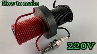 6 Experiment | How to make 220volt electricity energy free at home with spark plug 100%