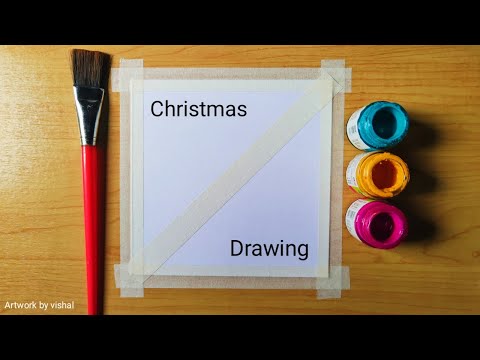 Merry Christmas Drawing / Christmas Drawing Easy Steps / Christmas Tree Drawing / Christmas Painting