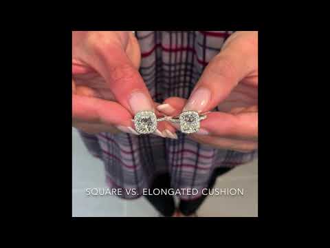 1.8 ct Cushion Halo Rings: Square VS Elongated