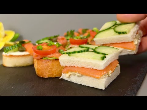 3 REZEPTE VON CANAPES mit Räucherlachs für die festliche Tafel. Einfach und lecker