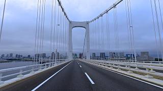 Morning Drive on Metropolitan Expressway, From Tokyo west to east across the Rainbow Bridge : 4K