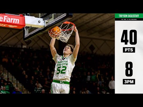 Native American NBA prospect Treysen Eaglestaff EXPLODES for 40 PTs vs Alabama Highlights (18.12.24)