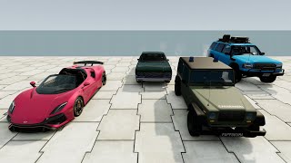 Battle Big & Small Lightning McQueen vs Small Pixar Cars with Big Wheels in BeamNG Drive! part 2