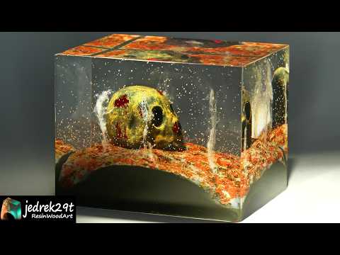 Spooky Glowing Skull Resin Art Underwater: Perfect For Halloween!