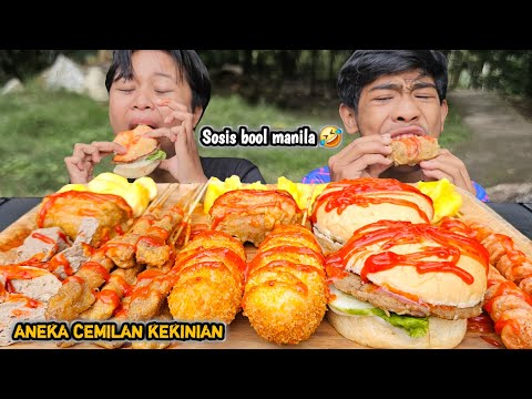 Ga suka roti ! Ngemil jajanan KEKINIAN burger, basreng, sempol, sosis, tahu pedas, Enak kok