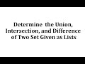 Set Operations and Venn Diagrams