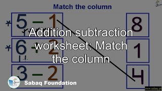 Addition subtraction worksheet: Match the column