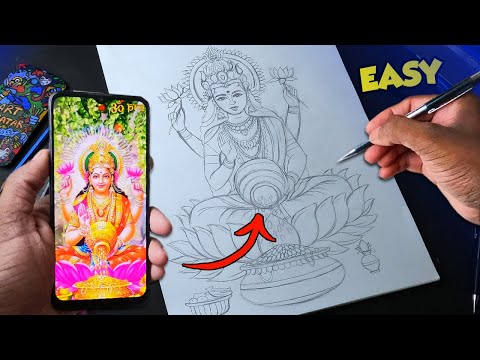 Lakshmi Mata Drawing Easy Step by Step | Outline Tutorial