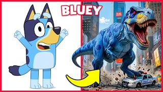 BLUEY as DINOSAURS 🦖🔥 + Guess The VOICE 🔊🥰 Bingo 💙 Bluey ❤️ Chilli 💙 Snickers