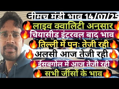 सभी जिंसो के भाव सभी जिंसो के भाव 14/07/2025, भाव Mandi Rate, Nimach mandi bhav, nimach