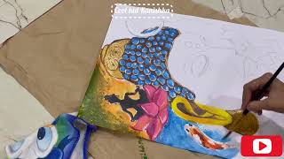 Painting with acrylic colors😍|| interesting use of colors in portrait 🤗|| like and subscribe