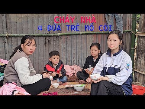 Lửa Thiêu Rụi Mái Nhà - 4 đứa trẻ mồ côi ăn cơm có thịt sau 1 tuần nhà ch.áy