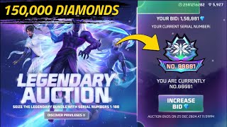 SPENDING ALL MY DIAMONDS IN LEGENDARY AUCTION BID FOR LEGENDARY BUNDLE - GARENA FREE FIRE