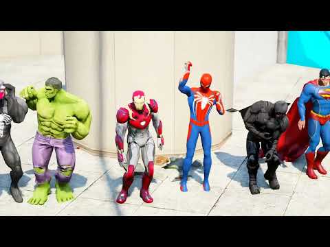 GTA 5 SPIDERMAN Water Slides RAGDOLLS - Hulk, Iron man, Spider-Man Super Heroes (Euphoria Ragdolls)