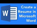 Creating a High School Resume in Microsoft Word
