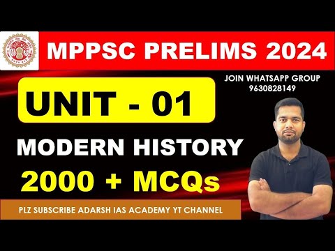 Unit -1 MCQ | HISTORY | All New Topics | MPPSC PRE 2025 | 2000 MCQs Series