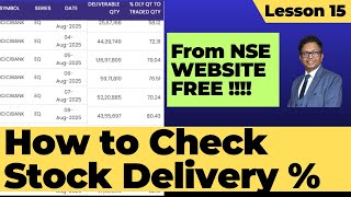 How to check share DELIVERY % from NSE website (Free)