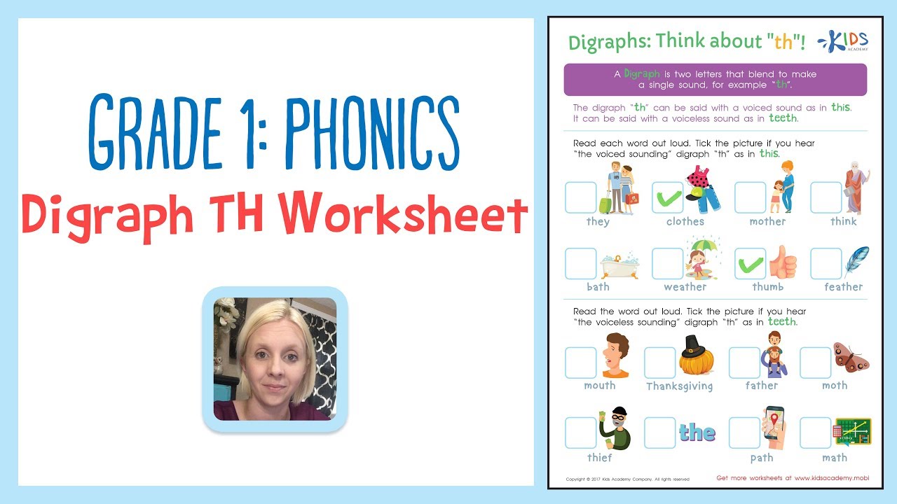 grade 1 phonics digraph th worksheets rhyming words kids academy